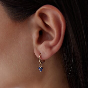 Trio Lacivert Taşlı Sallantılı Küpe - Cemart (1)