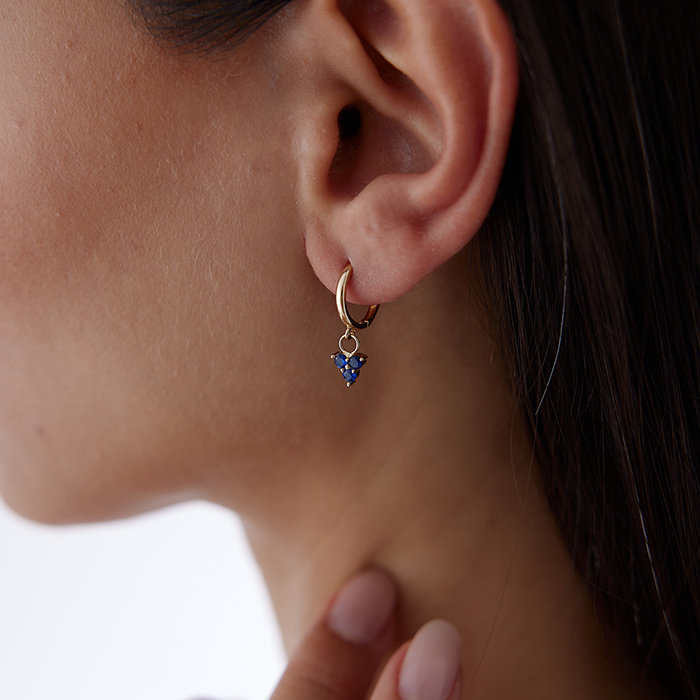 Trio Lacivert Taşlı Sallantılı Küpe - Cemart