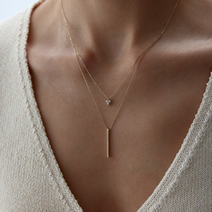 Trio Taş ve Line Kolye - Rayna