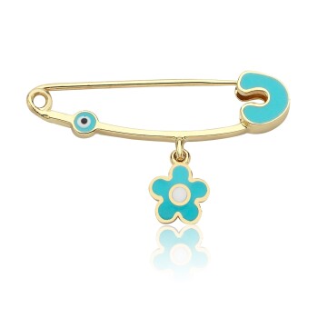 Turkuaz Çiçekli Bebek İğnesi - Melike