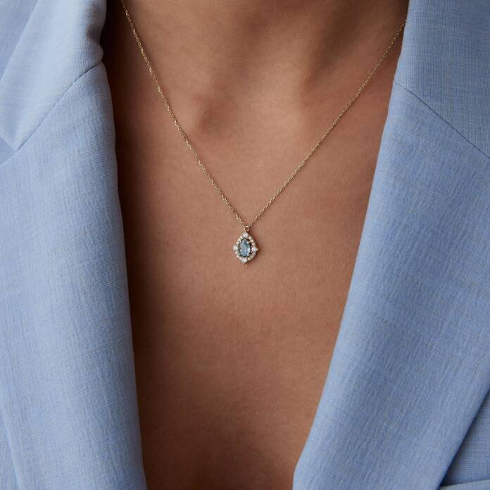 Turkuaz Damla Kolye - 1