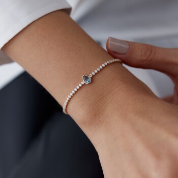 Turkuaz Damla Taşlı Su Yolu Bileklik - Rayna