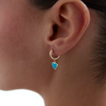 Turkuaz Kalp Sallantılı Küpe - Rayna (1)