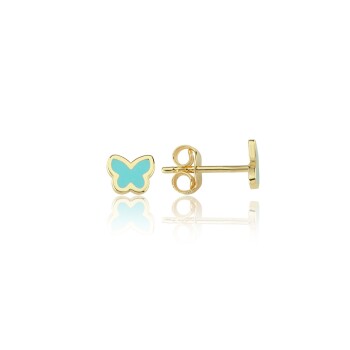 Turkuaz Mine Kelebek Çocuk Küpesi - Melike (1)