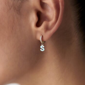 Turkuaz Mineli Harf Küpe - CNR