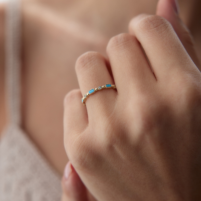 Turkuaz Mineli Parçalı Yüzük - Rayna (1)