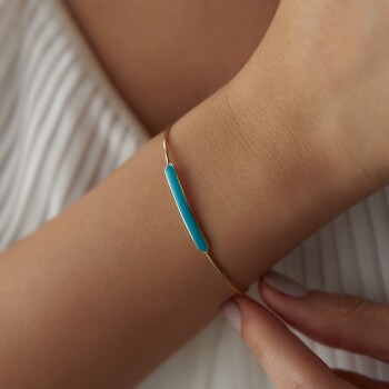 Turkuaz Mineli Tel Kelepçe - Alen