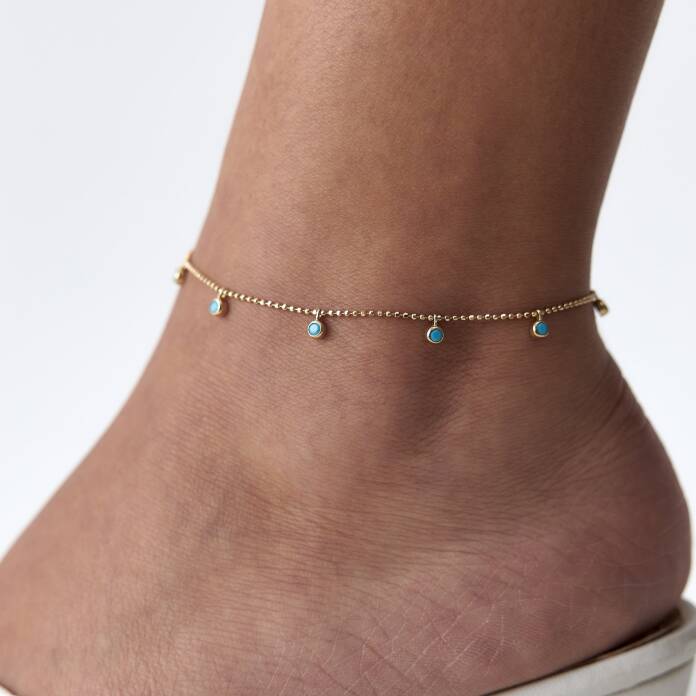 Turkuaz Taşlı Halhal - 1