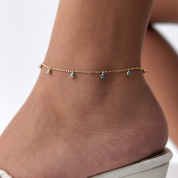 Turkuaz Taşlı Halhal - 3