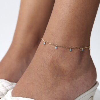 Turkuaz Taşlı Halhal - 4