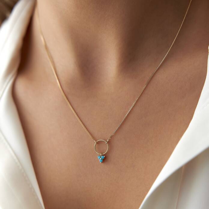 Turkuaz Tria Charm Kolye - 1