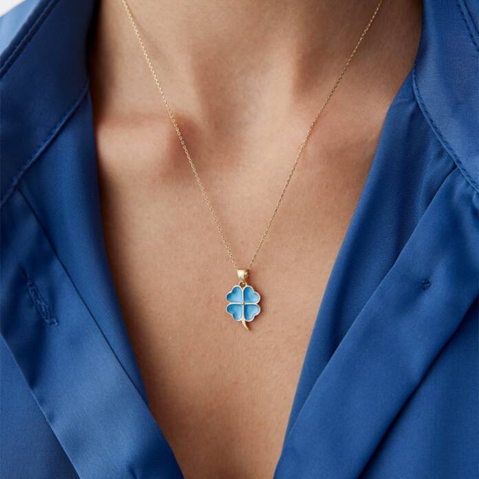 Turkuaz Yonca Kolye - 1