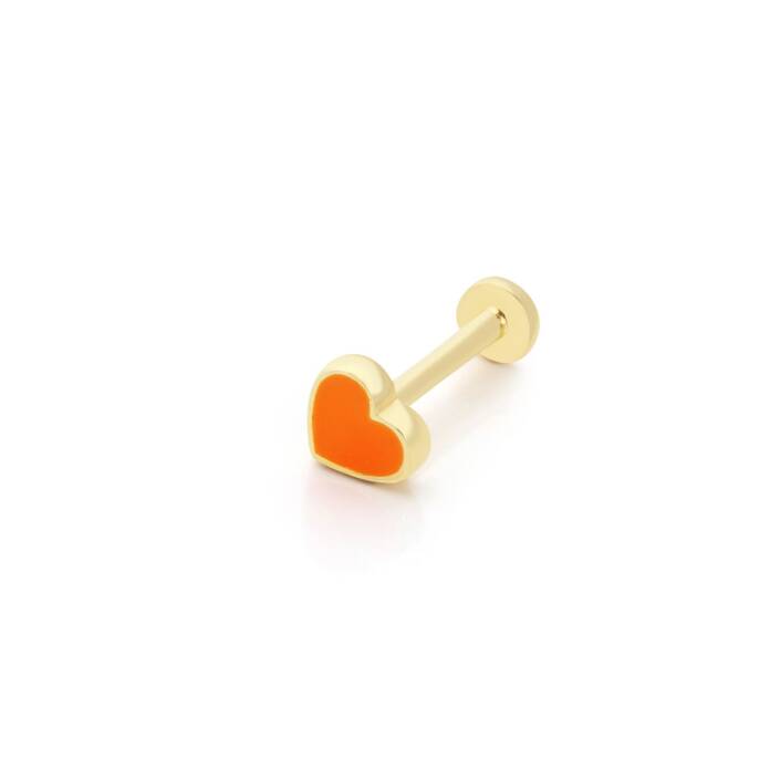 Turuncu Mine Kalp Desen Tragus Piercing - 1