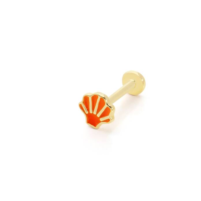 Turuncu Mineli Deniz Kabuğu Tragus Piercing - 1