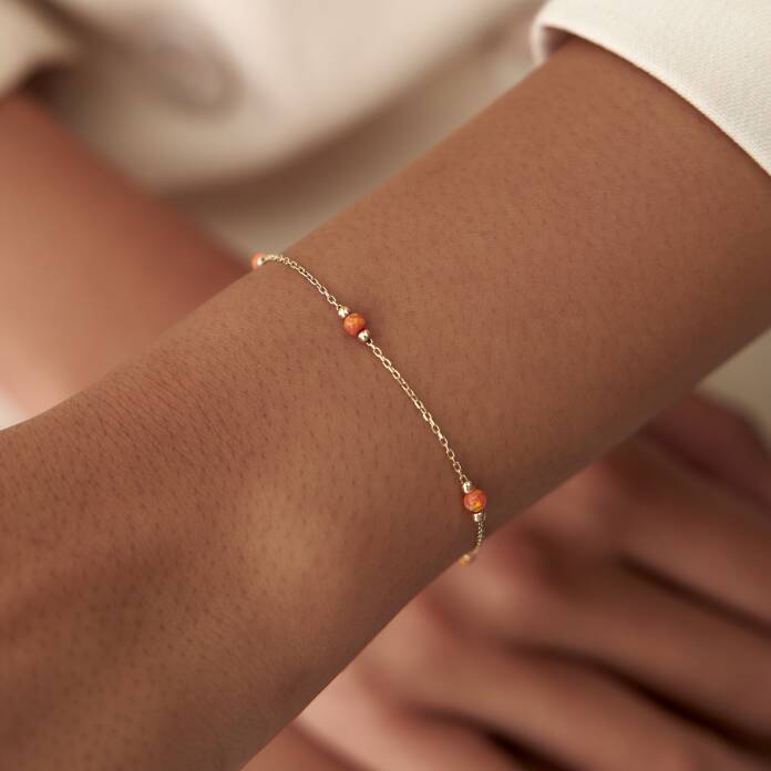 Turuncu Opal Taşlı Bileklik - 1