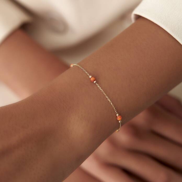 Turuncu Opal Taşlı Bileklik - 2