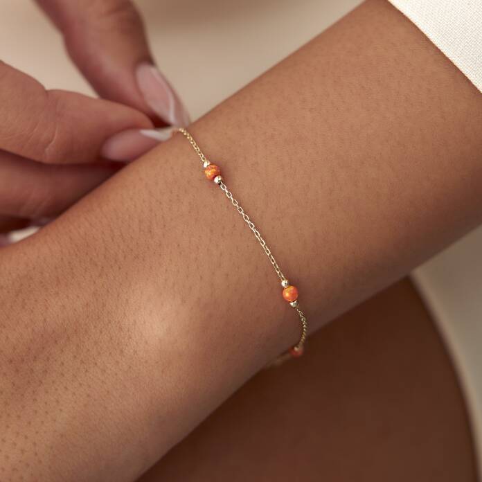 Turuncu Opal Taşlı Bileklik - 3