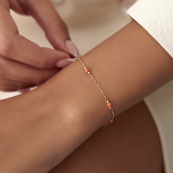 Turuncu Opal Taşlı Bileklik - 4