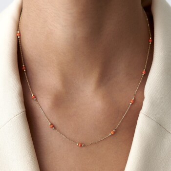 Turuncu Toplu Dorica Kolye - Alen