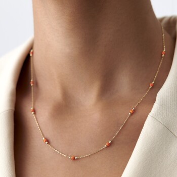 Turuncu Toplu Dorica Kolye - Alen (1)