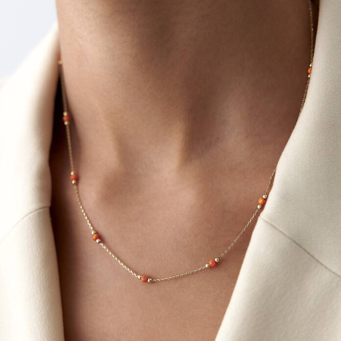 Turuncu Toplu Dorica Kolye - 3