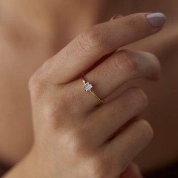 Twin Baget Taşlı Yüzük - Garo