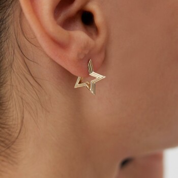 Üç Boyutlu Yıldız Küpe - Rayna