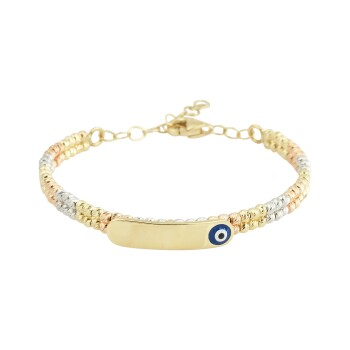 Üç Renk Dorikalı Nazar Plaka Çocuk Kelepçesi - Melike