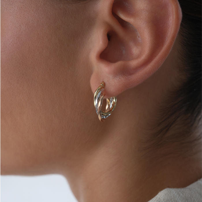 Üç Renkli Burgu Küpe - Karacan