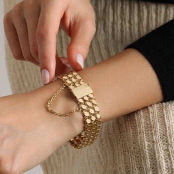 Üç Sıra Kilit Pullu Bileklik - Rayna