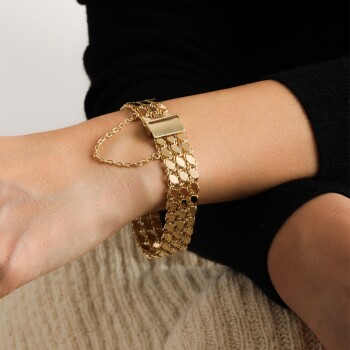 Üç Sıra Kilit Pullu Bileklik - Rayna (1)