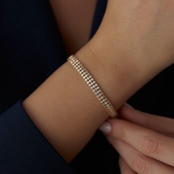 Üç Sıra Taş Detaylı Bileklik - Mazi