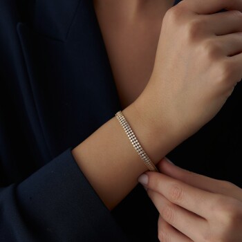 Üç Sıra Taş Detaylı Bileklik - 3