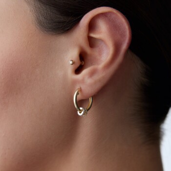 Üç Sıra Taşlı Halka Küpe - Koçak