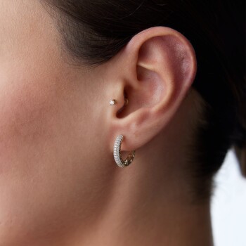 Üç Sıra Yarımtur Taşlı Küpe - Koçak