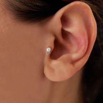 Üç Taşlı İnci Tragus Piercing - Dianora
