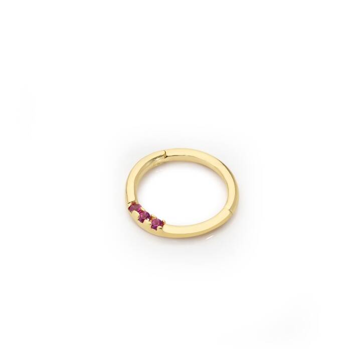 Üç Taşlı Kırmızı Helix Piercing - 1