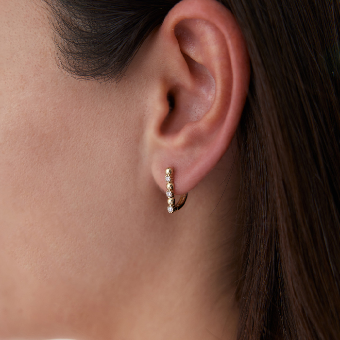 Üç Taşlı Sıra Küpe - Rayna