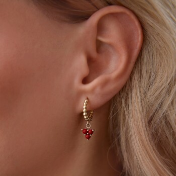 Üç Top Mercan Sallantılı Küpe - Gökhan Bera