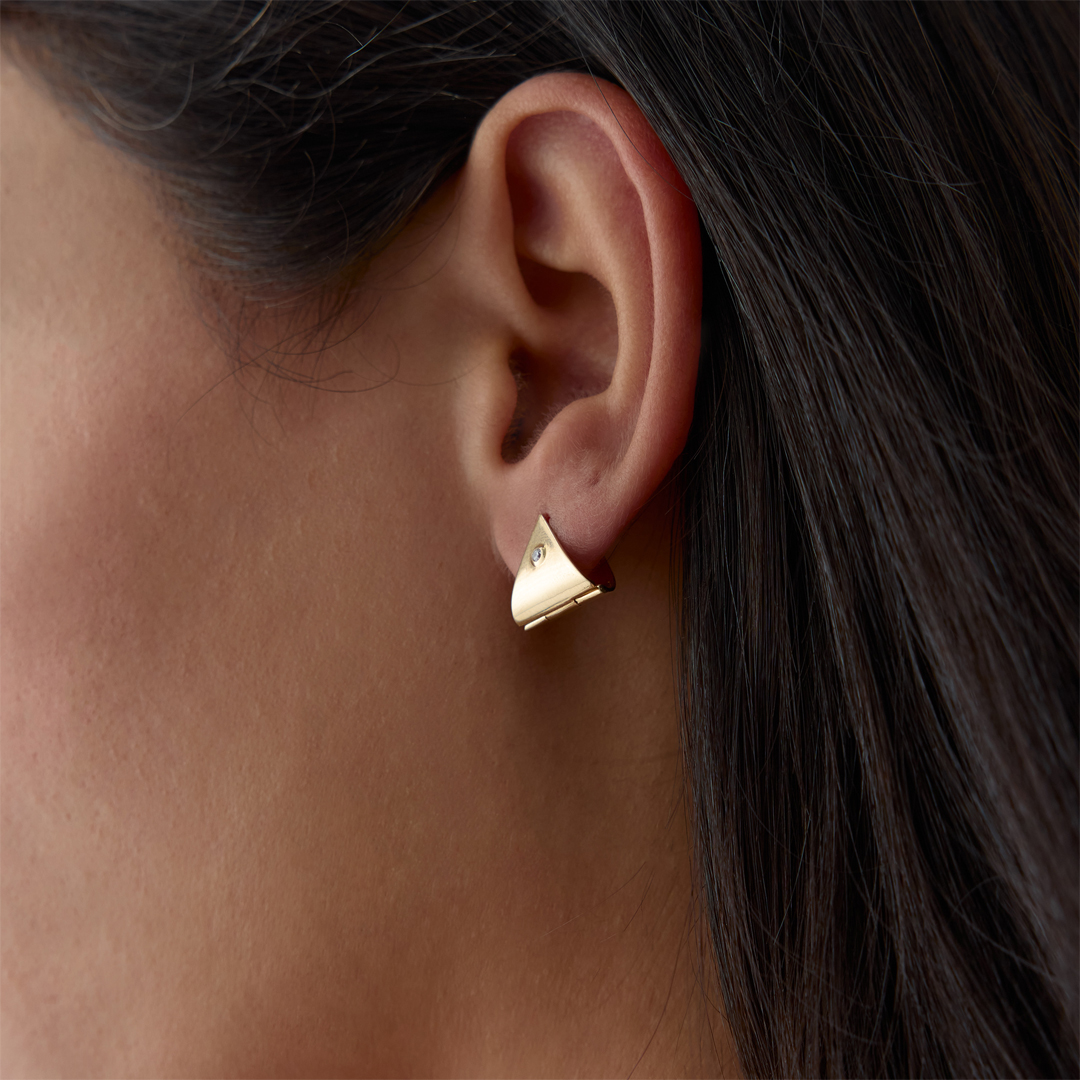 Üçgen Mini Taşlı Küpe - 2