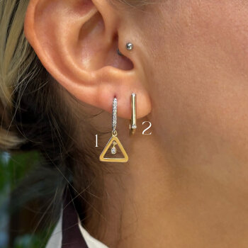 Üçgen Minimal Taşlı Küpe (1) - Arax