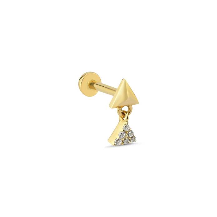 Üçgen Prizma Ucunda Taşlı Üçgen Tragus Piercing - 1
