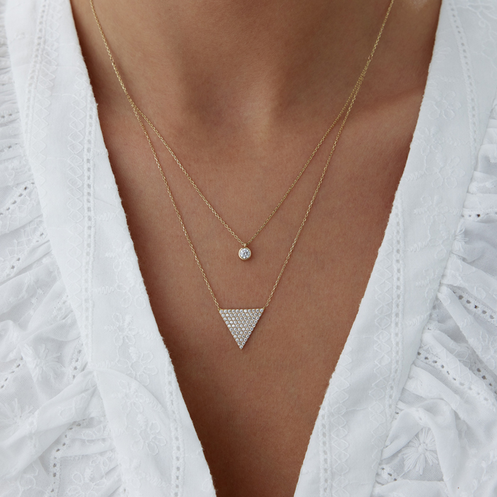 Üçgen TekTaş İkli Kolye - Rayna