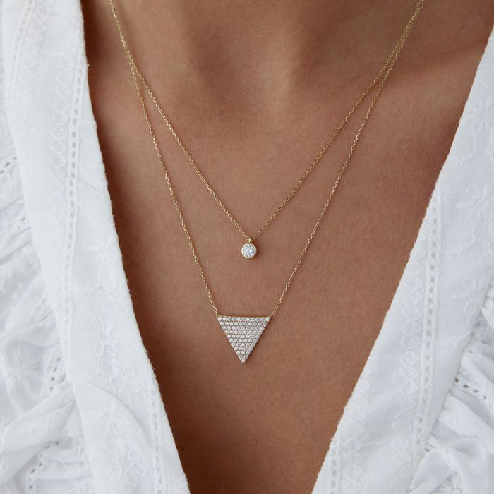 Üçgen TekTaş İkli Kolye - Rayna (1)