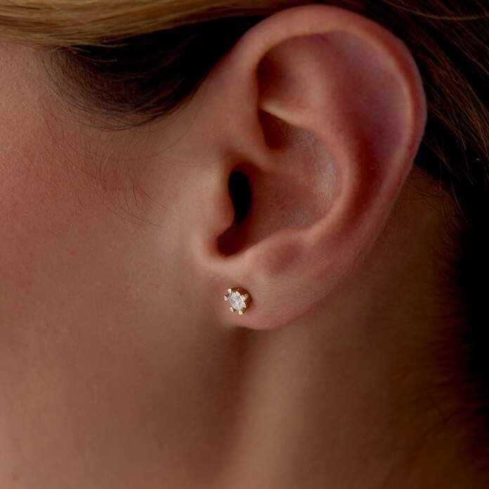 Üçgen Tırnaklı Tektaş Küpe - 2