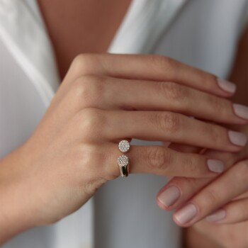 Uçları Taşlı Kavuşan Yüzük - Rayna