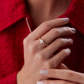 Üçlü Baget Piramit Yüzük - Ador (1)