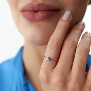 Üçlü Firuze Tohum Yüzük - Rayna