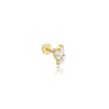 Üçlü Markiz Taşlı Tragus Piercing - 2