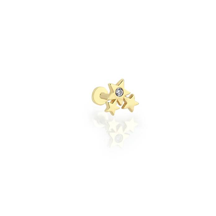 Üçlü Tektaş Yıldız Tragus Piercing - 1